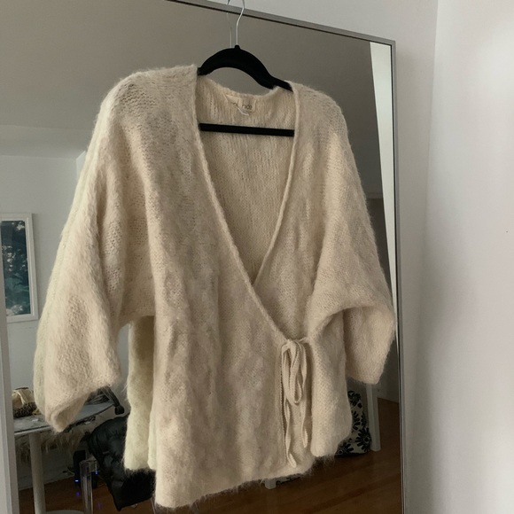 $298 WOL HIDE Boho Patterned Wrap Tie Sweater - Picture 5 of 8